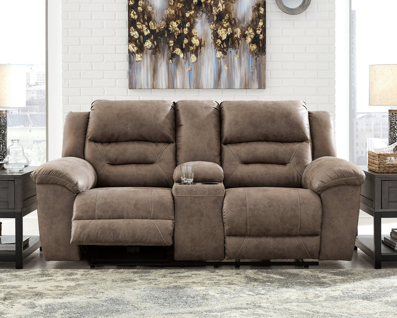 Stoneland Power Reclining Sofa, Loveseat and Recliner in Fossil from Ashley - DMV Furniture