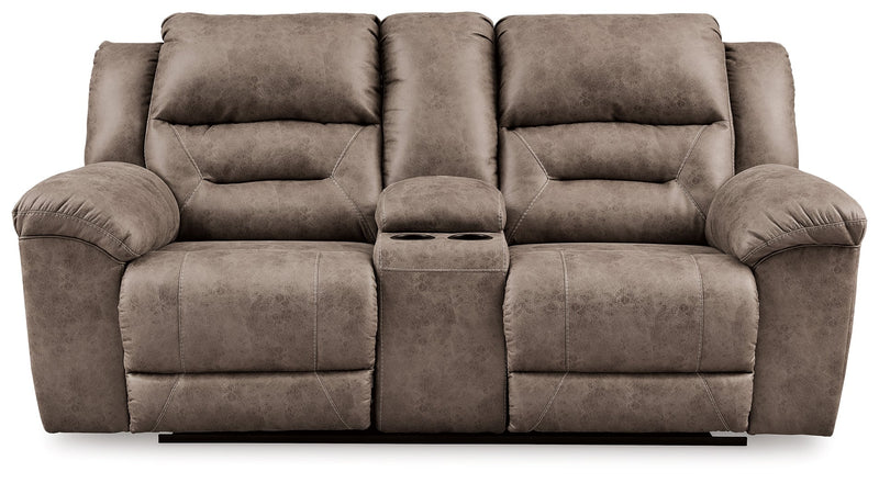 Stoneland Power Reclining Sofa, Loveseat and Recliner in Fossil from Ashley - DMV Furniture