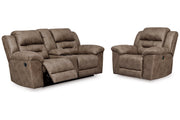 Stoneland Fossil Reclining Loveseat and Power Recliner -  Ashley - DMV Furniture