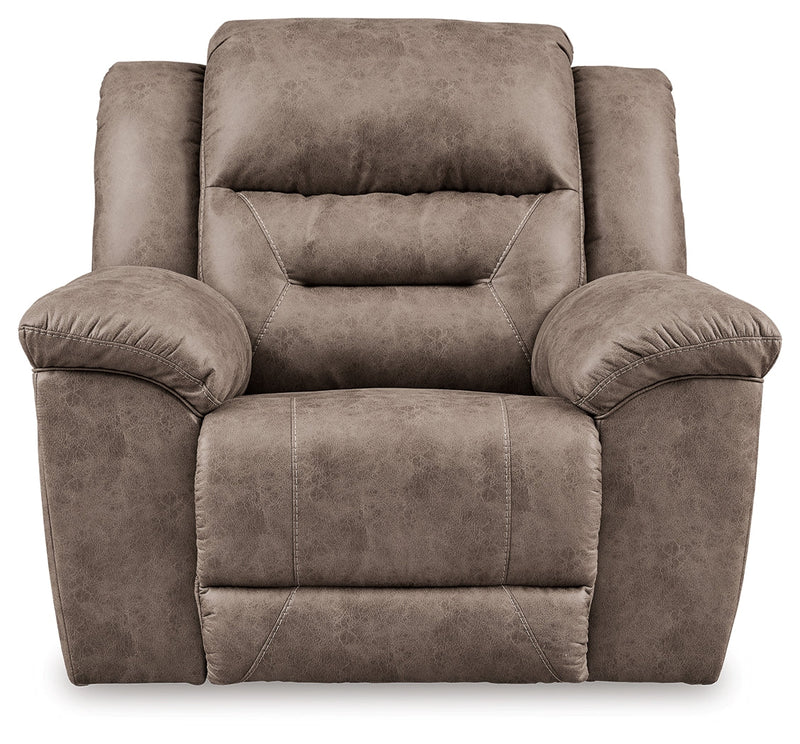 Stoneland Power Reclining Sofa, Loveseat and Recliner in Fossil from Ashley - DMV Furniture