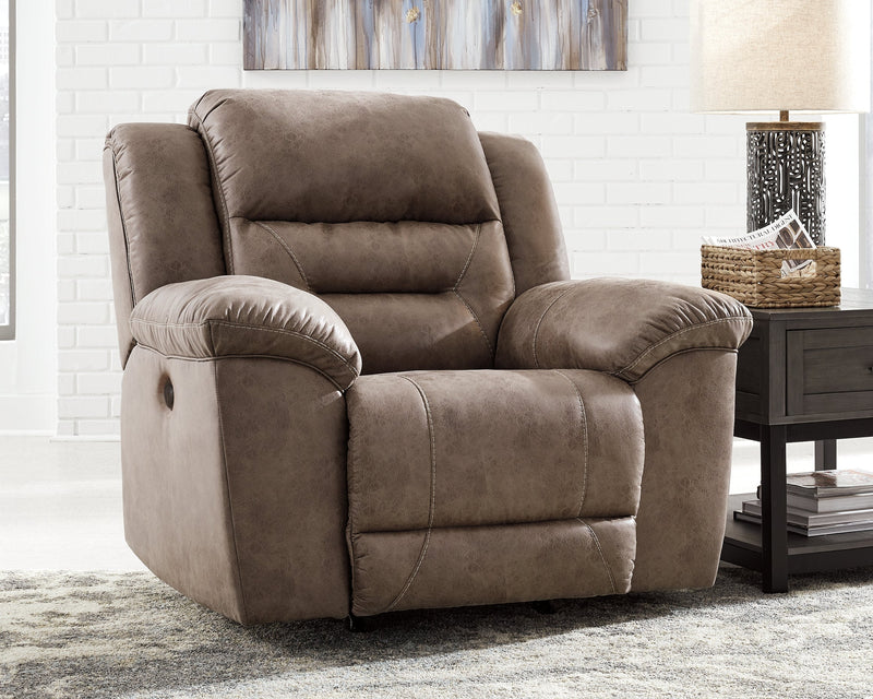 Stoneland Power Reclining Sofa, Loveseat and Recliner in Fossil from Ashley - DMV Furniture