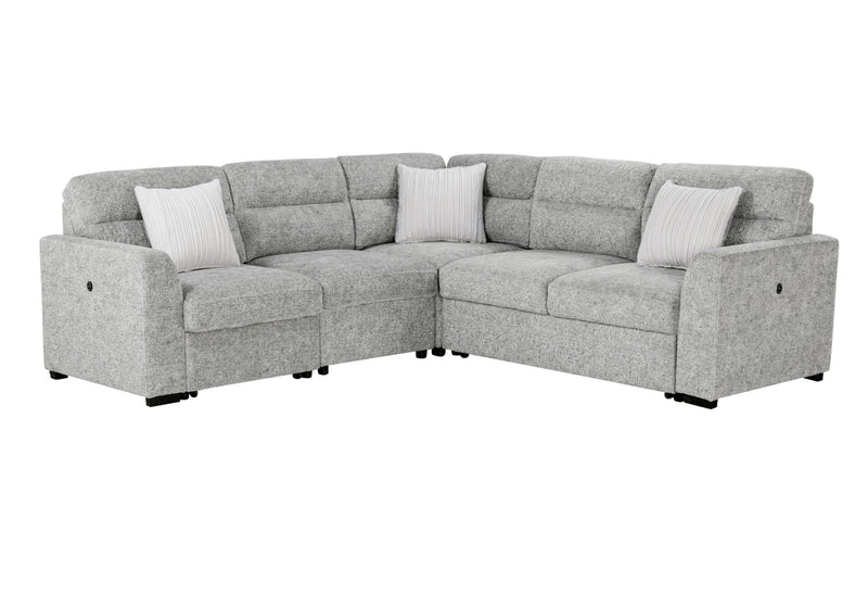 U9401 Nickel Sofa Bed Sectional With 3 Pillows - U9401-NICKEL-SECTIONAL W/ 3 PILLOWS