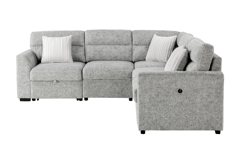 U9401 Nickel Sofa Bed Sectional With 3 Pillows - U9401-NICKEL-SECTIONAL W/ 3 PILLOWS