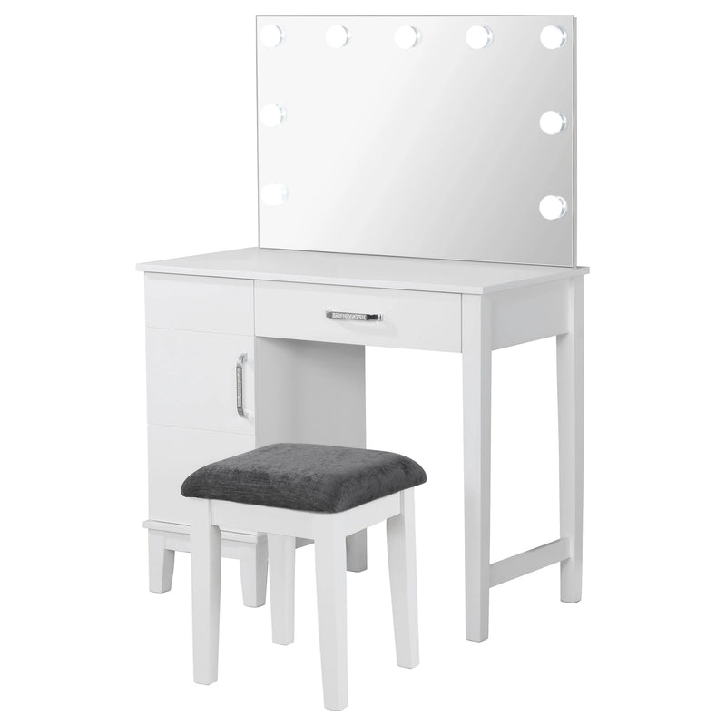 Elijah Makeup Vanity Table with LED Mirror and Stool