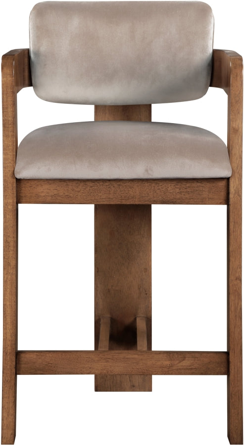 Sacha Velvet Upholstered Counter Stool (Taupe)