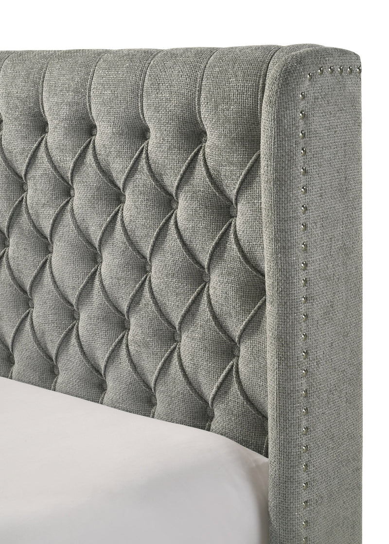 Daphne Light Gray Tweed Upholstered King Bed from Crown Mark - DMV Furniture