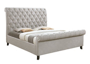 Kate Light Gray King Upholstered Sleigh Platform Bed from Crown Mark - DMV Furniture