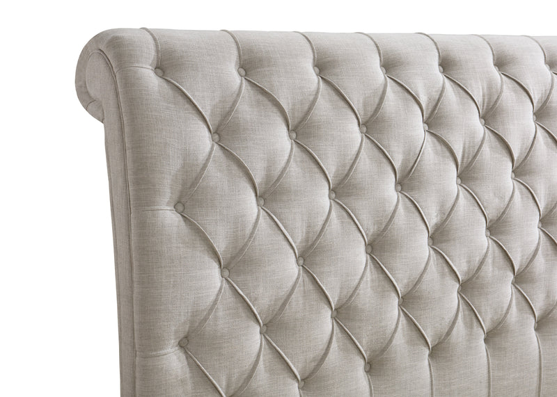 Kate Light Gray King Upholstered Sleigh Platform Bed from Crown Mark - DMV Furniture