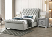 Kate Light Gray King Upholstered Sleigh Platform Bed from Crown Mark - DMV Furniture