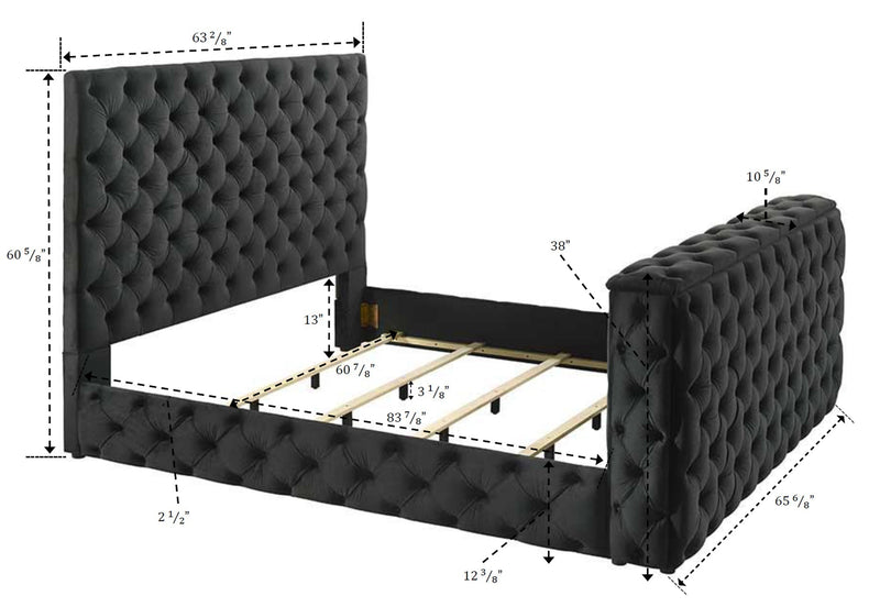 Josephine Black Queen Upholstered Panel Bed with TV Lift from Crown Mark - DMV Furniture