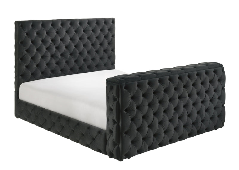 Josephine Black Queen Upholstered Panel Bed with TV Lift from Crown Mark - DMV Furniture