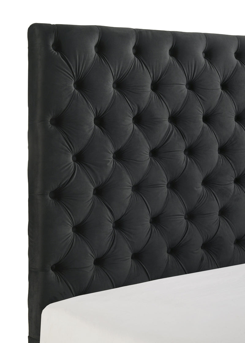 Josephine Black Queen Upholstered Panel Bed with TV Lift from Crown Mark - DMV Furniture