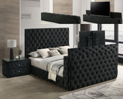 Josephine Black King Upholstered Panel Bed with TV Lift from Crown Mark - DMV Furniture