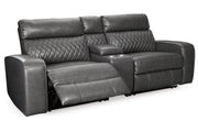 Samperstone Gray 3-Piece Power Reclining Sectional Loveseat -  Ashley - DMV Furniture