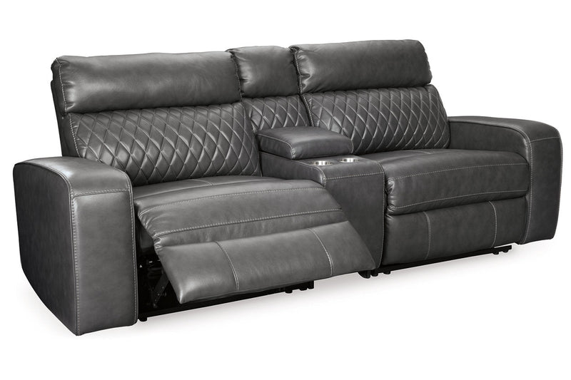 Samperstone Gray 3-Piece Power Reclining Sectional Loveseat -  Ashley - DMV Furniture