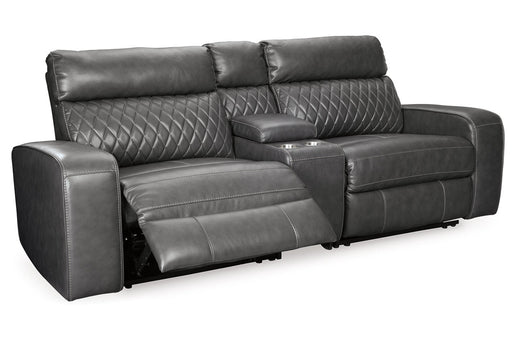 Samperstone Gray 3-Piece Power Reclining Sectional Loveseat -  Ashley - DMV Furniture