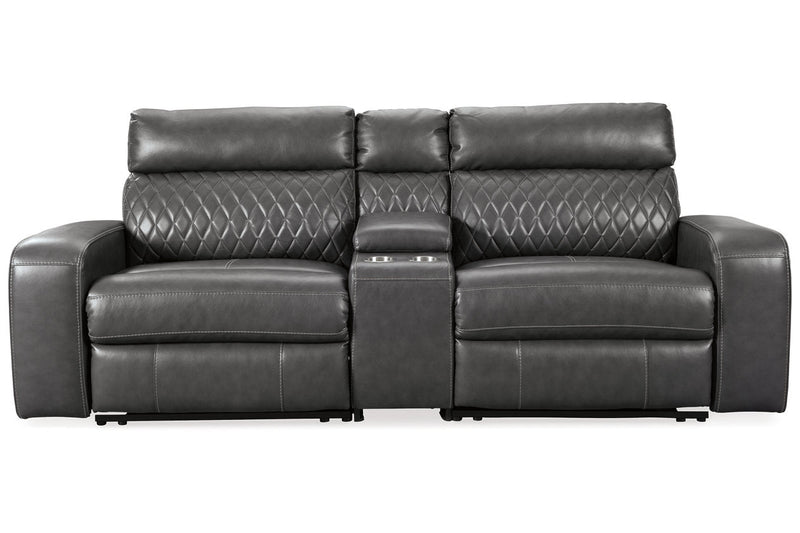 Samperstone Gray 3-Piece Power Reclining Sectional Loveseat -  Ashley - DMV Furniture