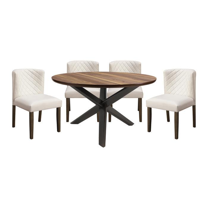 Nelina Brown 5 Piece Round Dining Room Set 5597-53-5 | Homelegance