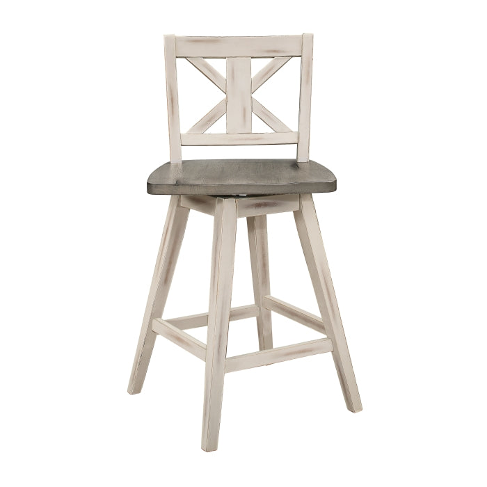 5602-24WT Swivel Counter Height Chair, White, Set of 2 - 5602-24WT