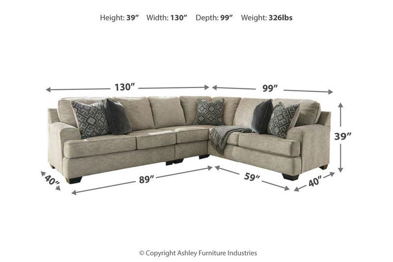 Bovarian Stone 3-Piece Sectional -  Ashley - DMV Furniture