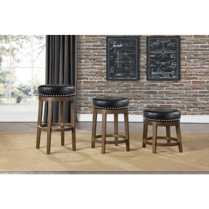 5681BLK-18 Round Swivel Stool, Black, Set of 2 - 5681BLK-18