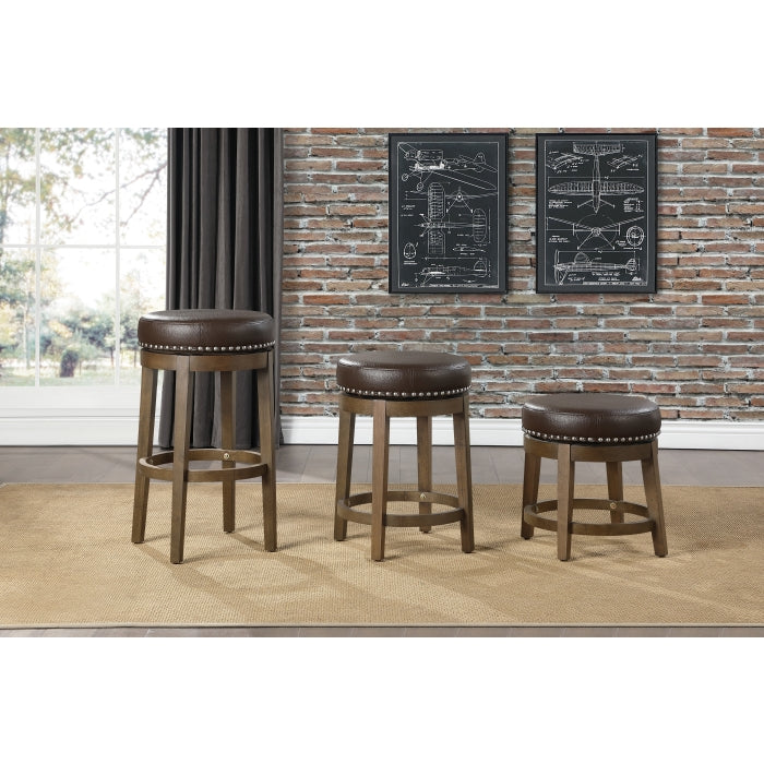 5681BRW-29 Round Swivel Pub Height Stool, Brown, Set of 2 - 5681BRW-29