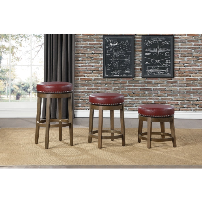 5681RED-18 Round Swivel Stool, Red, Set of 2 - 5681RED-18