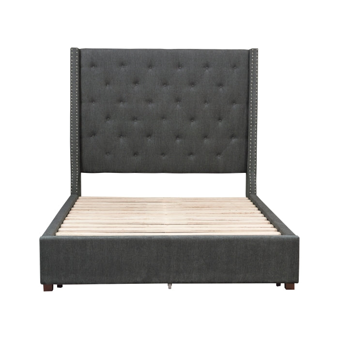 5877GY-1DW* (3)Queen Platform Bed with Storage Footboard - 5877GY-1DW*