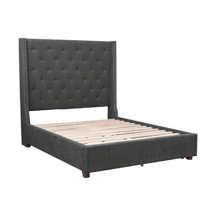 5877GY-1DW* (3)Queen Platform Bed with Storage Footboard - 5877GY-1DW*