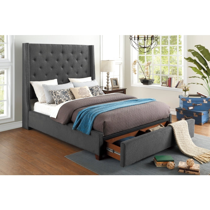 5877GY-1DW* (3)Queen Platform Bed with Storage Footboard - 5877GY-1DW*