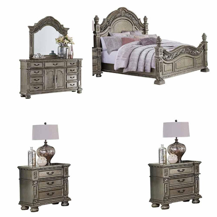 Catalonia 5 Piece Eastern King Bedroom Set In Platinum Gold 1824Pgk-1Ek-5 | Homelegance