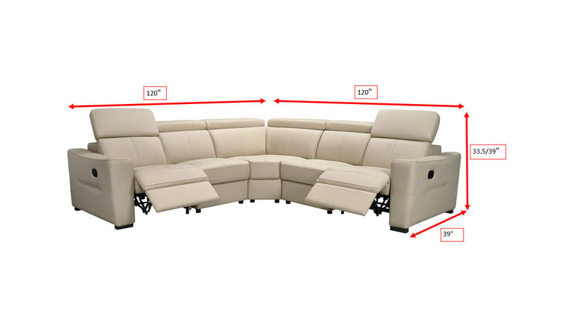 6021 Cream Sectional And Armchair W/ Manual Recliners Set - p14097