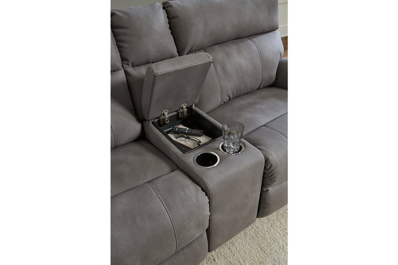 Next-Gen DuraPella Slate 3-Piece Power Reclining Sectional Loveseat with Console -  Ashley - DMV Furniture