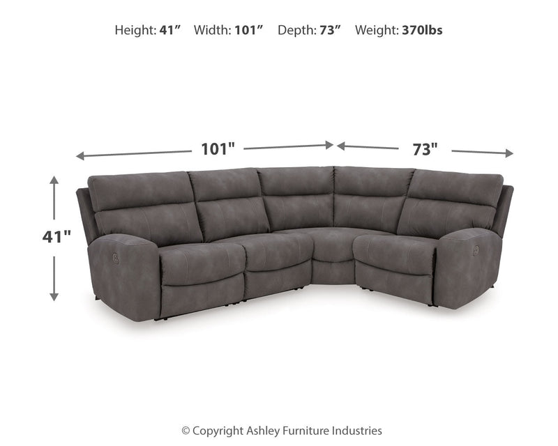 Next-Gen Durapella Slate 4-Piece Power Reclining Sectional from Ashley - DMV Furniture