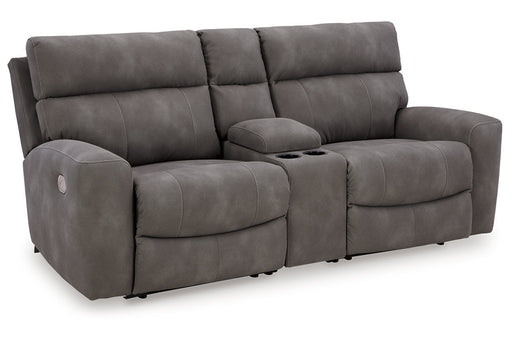 Next-Gen DuraPella Slate 3-Piece Power Reclining Sectional Loveseat with Console -  Ashley - DMV Furniture