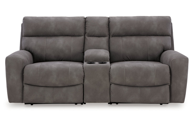 Next-Gen DuraPella Slate 3-Piece Power Reclining Sectional Loveseat with Console -  Ashley - DMV Furniture