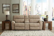 Next-Gen DuraPella Sand 3-Piece Power Reclining Sectional Loveseat with Console -  Ashley - DMV Furniture