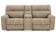 Next-Gen DuraPella Sand 3-Piece Power Reclining Sectional Loveseat with Console -  Ashley - DMV Furniture