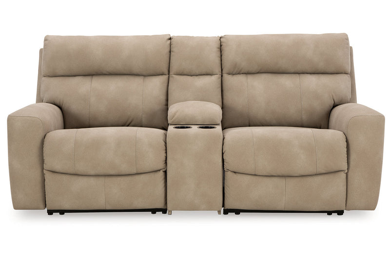 Next-Gen DuraPella Sand 3-Piece Power Reclining Sectional Loveseat with Console -  Ashley - DMV Furniture