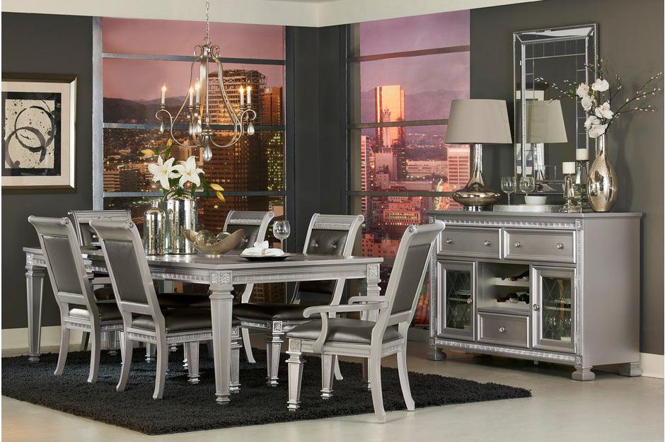 Bevelle 7 Piece Dining Room Set In Silver 1958-96-7Set | Homelegance