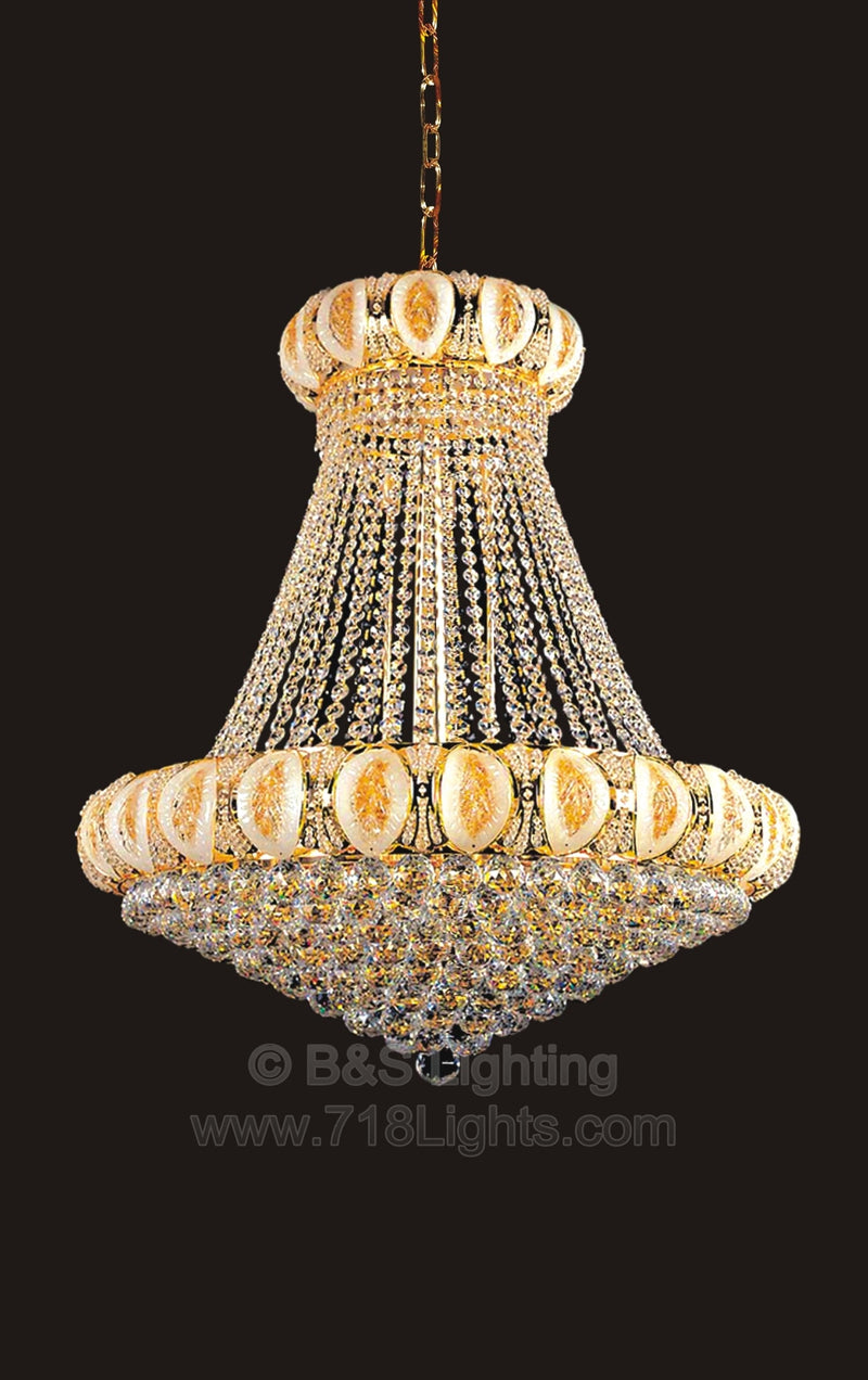 6685H32G -W32''H36'' GOLD HANGING CHANDELIER WITH MURANO (CB216)(FO365) - 210000001885