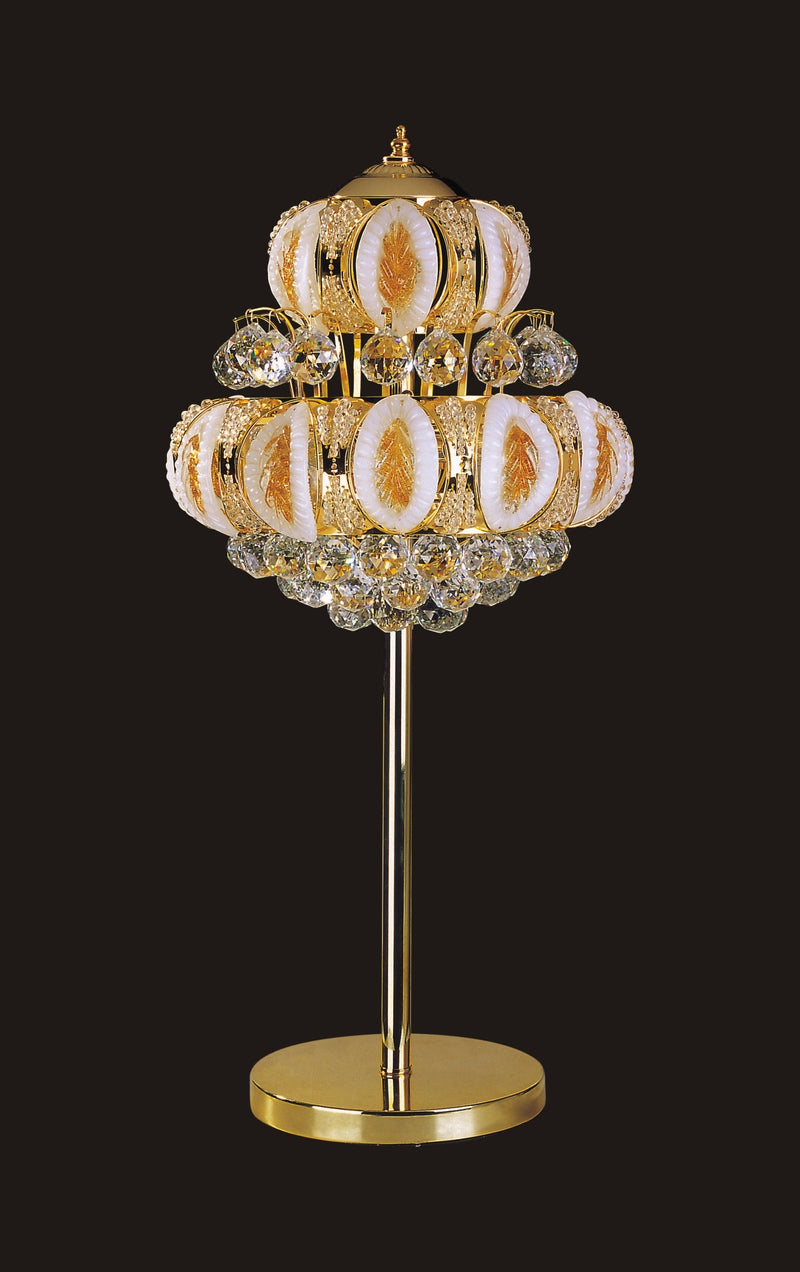 6685T-W16''H27'' GOLD TABLE LAMP MURANO STYLE SIDE CRYSTAL (CB53) - 210000000719