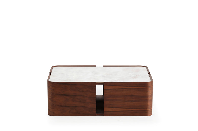 678 Walnut Marble Coffee Table - DMV FurnitureCoffee Table