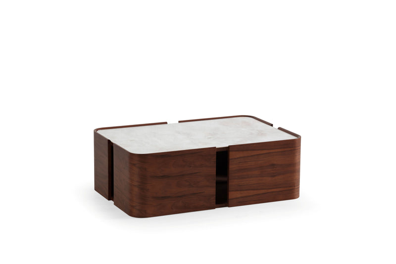 678 Walnut Marble Coffee Table - DMV FurnitureCoffee Table