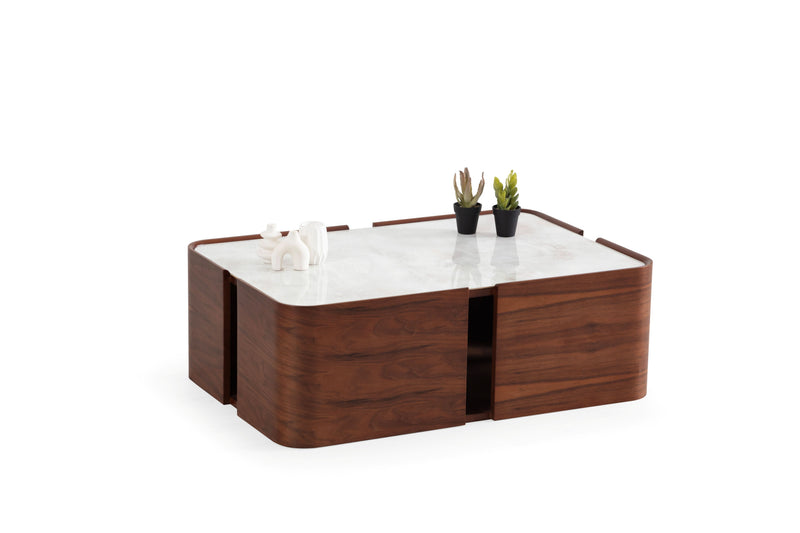 678 Walnut Marble Coffee Table - DMV FurnitureCoffee Table