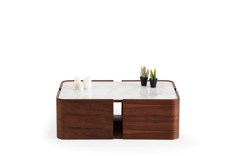 678 Walnut Marble Coffee Table - DMV FurnitureCoffee Table