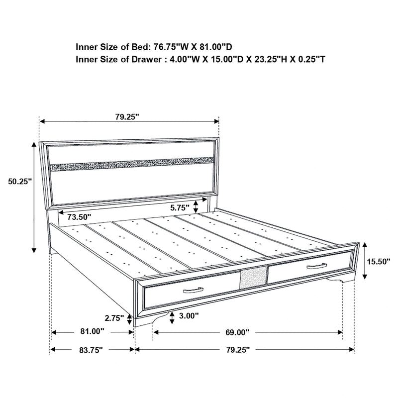 Miranda Panel Platform Storage Bed