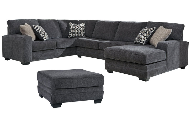 Tracling Slate 3-Piece Sectional with Ottoman -  Ashley - DMV Furniture