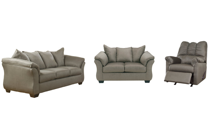 Darcy Cobblestone Sofa, Loveseat and Recliner -  Ashley - DMV Furniture