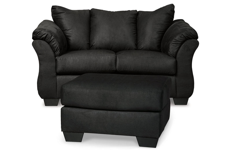 Darcy Black Loveseat and Ottoman -  Ashley - DMV Furniture